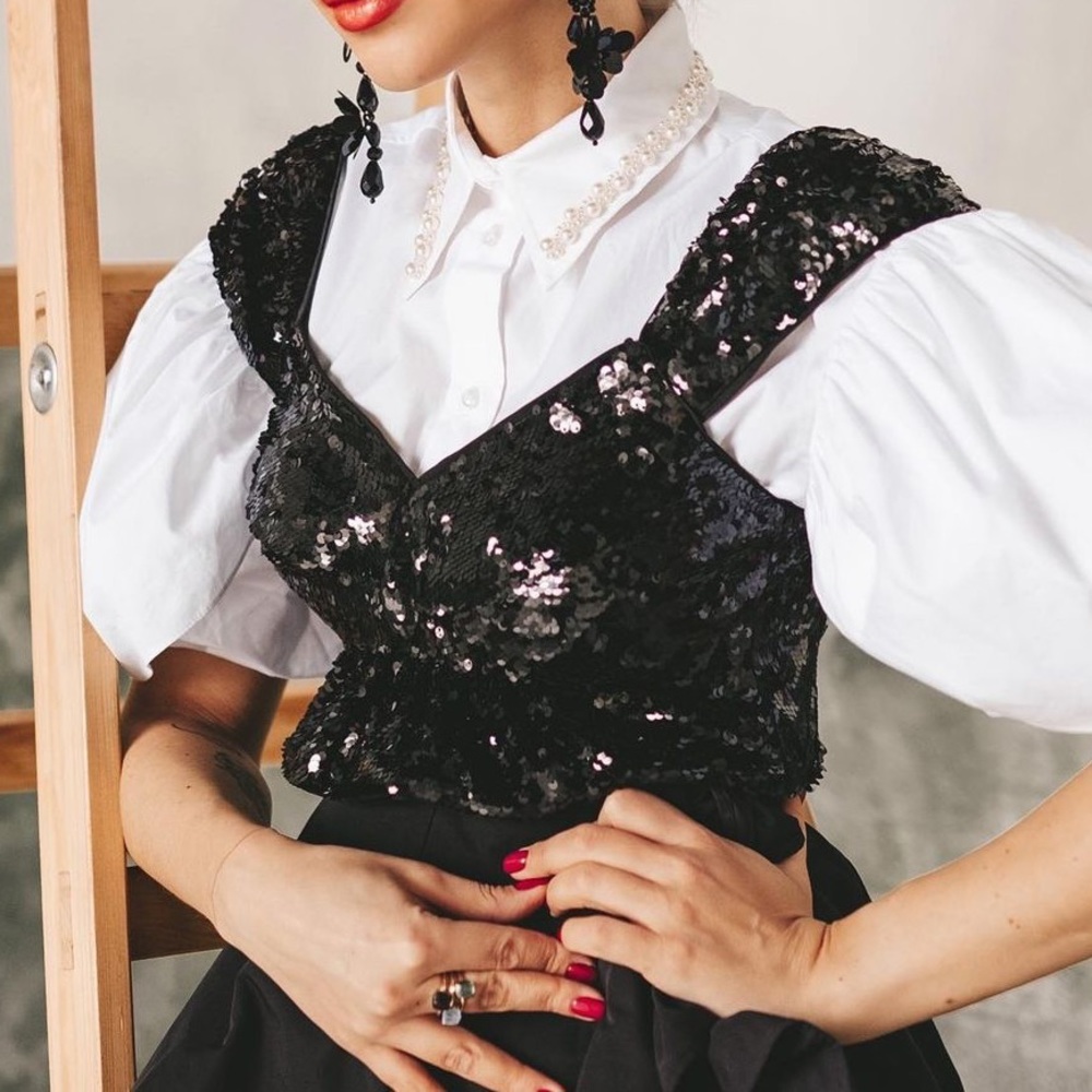 Simone Rocha Sequined Crop Top